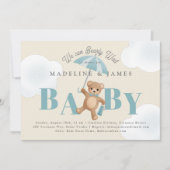 Teddy Bear Beige Bearly Wait Baby Dusche Einladung (Vorderseite)