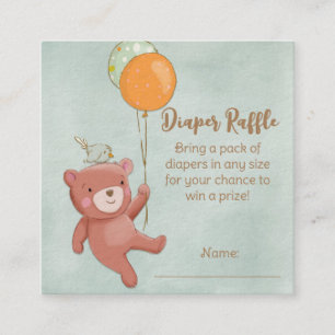 Teddy Bear, Bird and Balloons Babydusche Begleitkarte