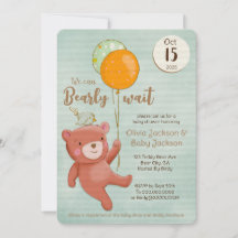 Teddy Bear, Bird and Balloons Babydusche