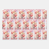 Teddy Bear Birthday Balloons Kindername & Alter Geschenkpapier Set (Vorderseite)