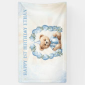 Teddy Bear Birthday Blue Balloon Arch Banner (Vertikal)