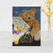 Teddy Bear Birthday Card Karte (Gelbe Blume)