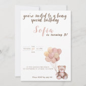 Teddy Bear Birthday Einladung (Vorderseite)