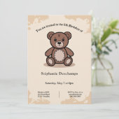 Teddy Bear Birthday Einladung (Stehend Vorderseite)