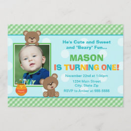 Teddy Bear Birthday Einladung 12x18 Foto-Karte