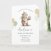 Teddy Bear Birthday Einladung, Bear 1. Geburtstag Einladung (Vorderseite)