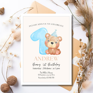 Teddy Bear Birthday Einladung, Minimalistischer Bä Einladung