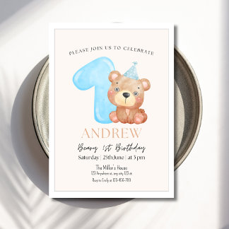 Teddy Bear Birthday Einladung, Minimalistischer Bä Einladung
