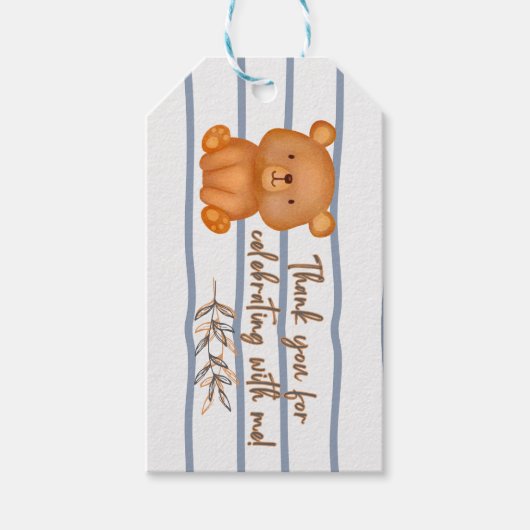 Teddy Bear Birthday Favor Tag Geschenkanhänger (Vorderseite)