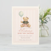 Teddy Bear Birthday Invitation Einladung (Stehend Vorderseite)