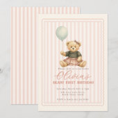 Teddy Bear Birthday Invitation Einladung (Vorne/Hinten)