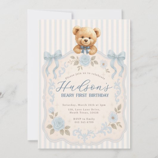 Teddy Bear Birthday Invitation Einladung (Vorderseite)