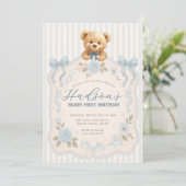 Teddy Bear Birthday Invitation Einladung (Stehend Vorderseite)