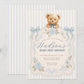 Teddy Bear Birthday Invitation Einladung (Vorne/Hinten)
