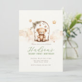 Teddy Bear Birthday Invitation Einladung (Stehend Vorderseite)