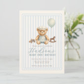 Teddy Bear Birthday Invitation Einladung (Stehend Vorderseite)