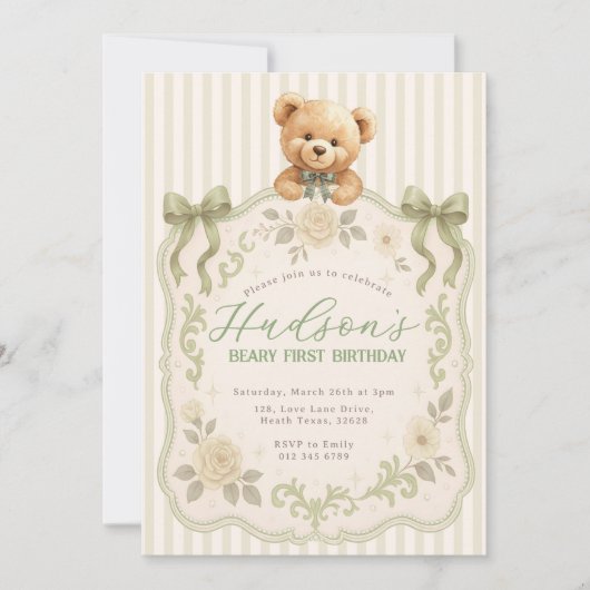 Teddy Bear Birthday Invitation Einladung (Vorderseite)