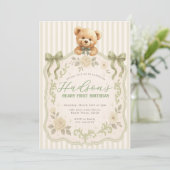 Teddy Bear Birthday Invitation Einladung (Stehend Vorderseite)