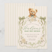 Teddy Bear Birthday Invitation Einladung (Vorne/Hinten)