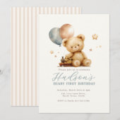 Teddy Bear Birthday Invitation Einladung (Vorne/Hinten)