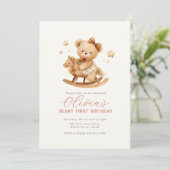 Teddy Bear Birthday Invitation Einladung (Stehend Vorderseite)
