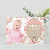 Teddy Bear Birthday Invitation - Teddy Bear Picnic Einladung (Stehend Vorderseite)