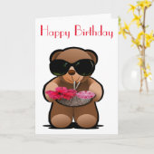 Teddy Bear Birthday Karte (Gelbe Blume)