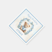 Teddy Bear Birthday Little Boy Blue Paper Napkins Serviette (Ecke)