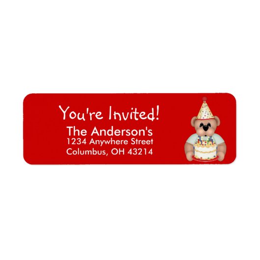 Teddy Bear Birthday Party Address Labels (Vorne)
