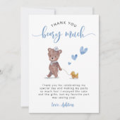 Teddy Bear Birthday Party Blue Dankeskarte (Vorderseite)