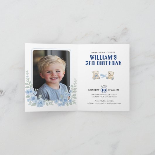 Teddy Bear Birthday Party Einladung (Innenseite)