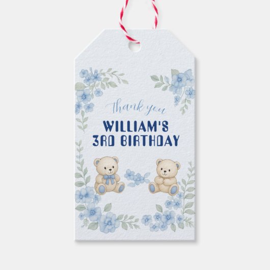 Teddy Bear Birthday Party Geschenkanhänger (Vorderseite)