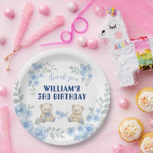 Teddy Bear Birthday Party Pappteller (Party)