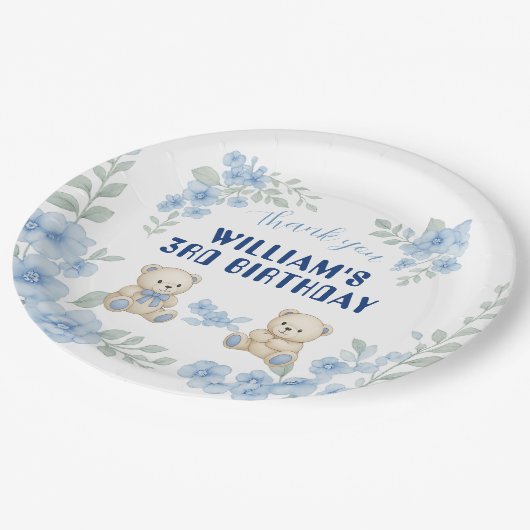 Teddy Bear Birthday Party Pappteller (Schrägansicht)