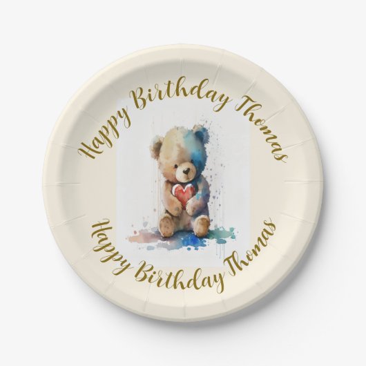 Teddy Bear Birthday Party Pappteller (Vorderseite)