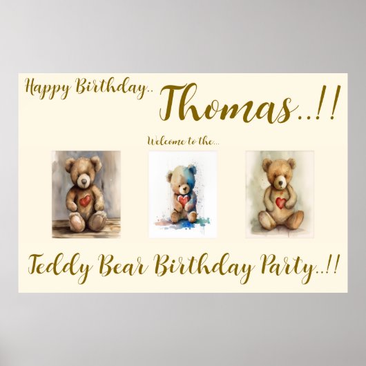 Teddy Bear Birthday Party Poster (Vorne)