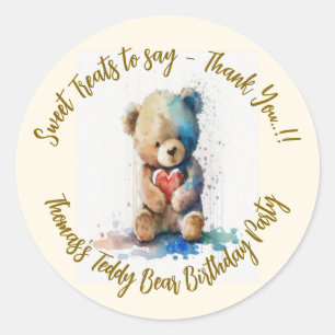 Teddy Bear Birthday Party Runder Aufkleber