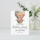 Teddy Bear Birthday Party Save the Date Postkarte (Stehend Vorderseite)