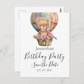 Teddy Bear Birthday Party Save the Date Postkarte (Vorne/Hinten)
