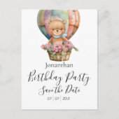 Teddy Bear Birthday Party Save the Date Postkarte (Vorderseite)