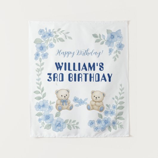 Teddy Bear Birthday Party Wandteppich (Vorderseite)