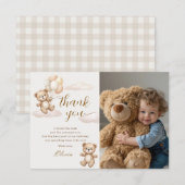 Teddy Bear Birthday Photo Dankeskarte (Vorne/Hinten)