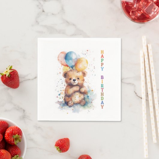 Teddy Bear Birthday Serviette (Beispiel)