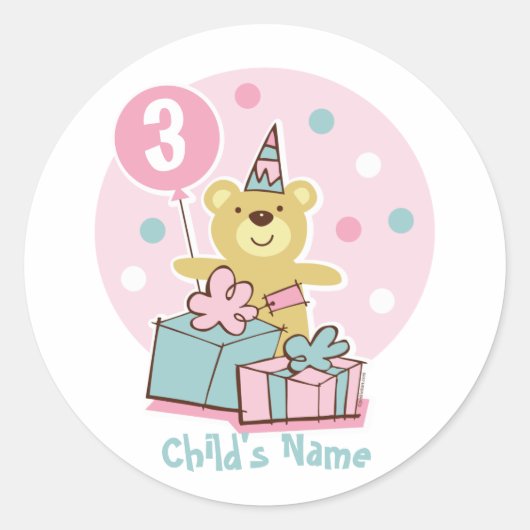Teddy Bear Birthday Sticker - Maßgeschneidert (Vorderseite)