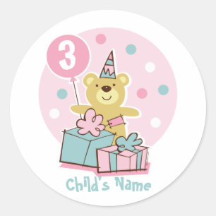 Teddy Bear Birthday Sticker - Maßgeschneidert
