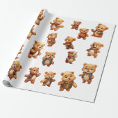 Teddy Bear Birthday Wrapping Paper Roll Geschenkpapier (Ungerollt)