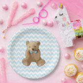 Teddy Bear Blau und Weiß Streifen Party Plättchen Pappteller (Party)