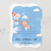 TEDDY BEAR BLAUE Kinderdusche Einladung (Vorne/Hinten)