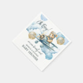 Teddy Bear Blue Air Flugzeug Babydusche Serviette (Ecke)