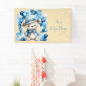 Teddy Bear Blue Arch Balloons Boy Baby Dusche Banner (Insitu)